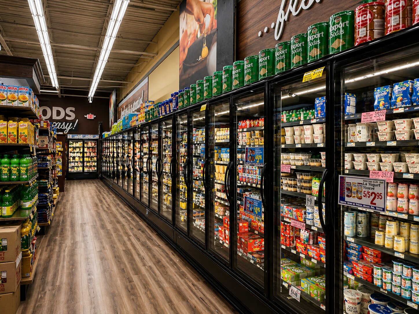Dairy and frozen department at Universal Food Markets